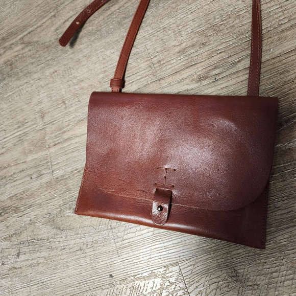 Lucky Brand Rustic Slim Brown Leather Flap Crossbody Bag - Picture 8 of 12